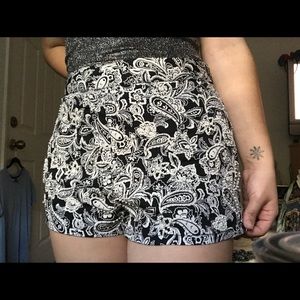 Beaded Black and White Shorts